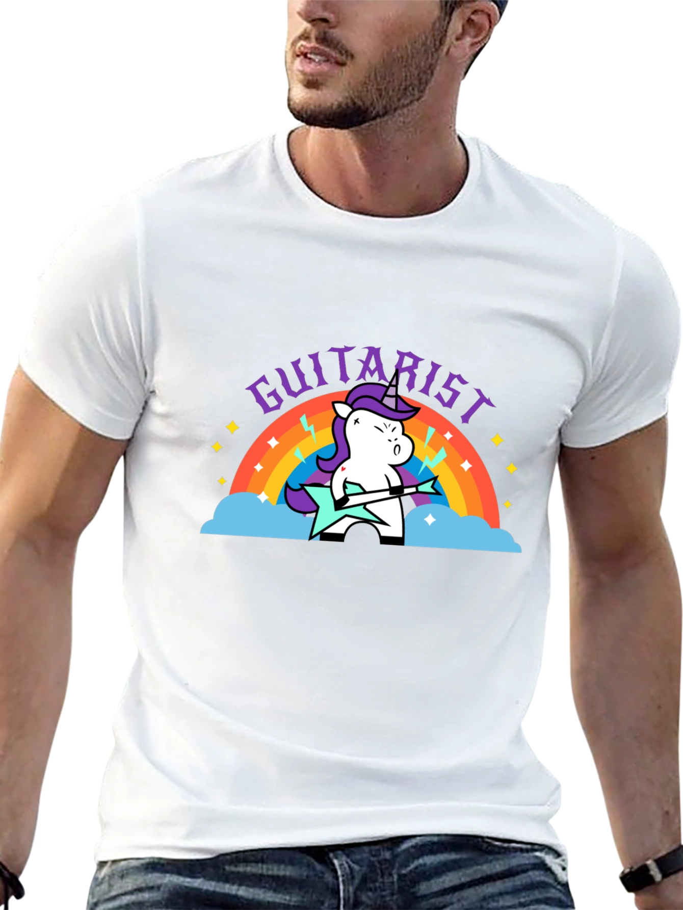 Unicorn Guitarist Graphic Black Tee