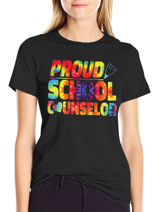 Proud School Counselor Tie-Dye Graphic T-Shirt