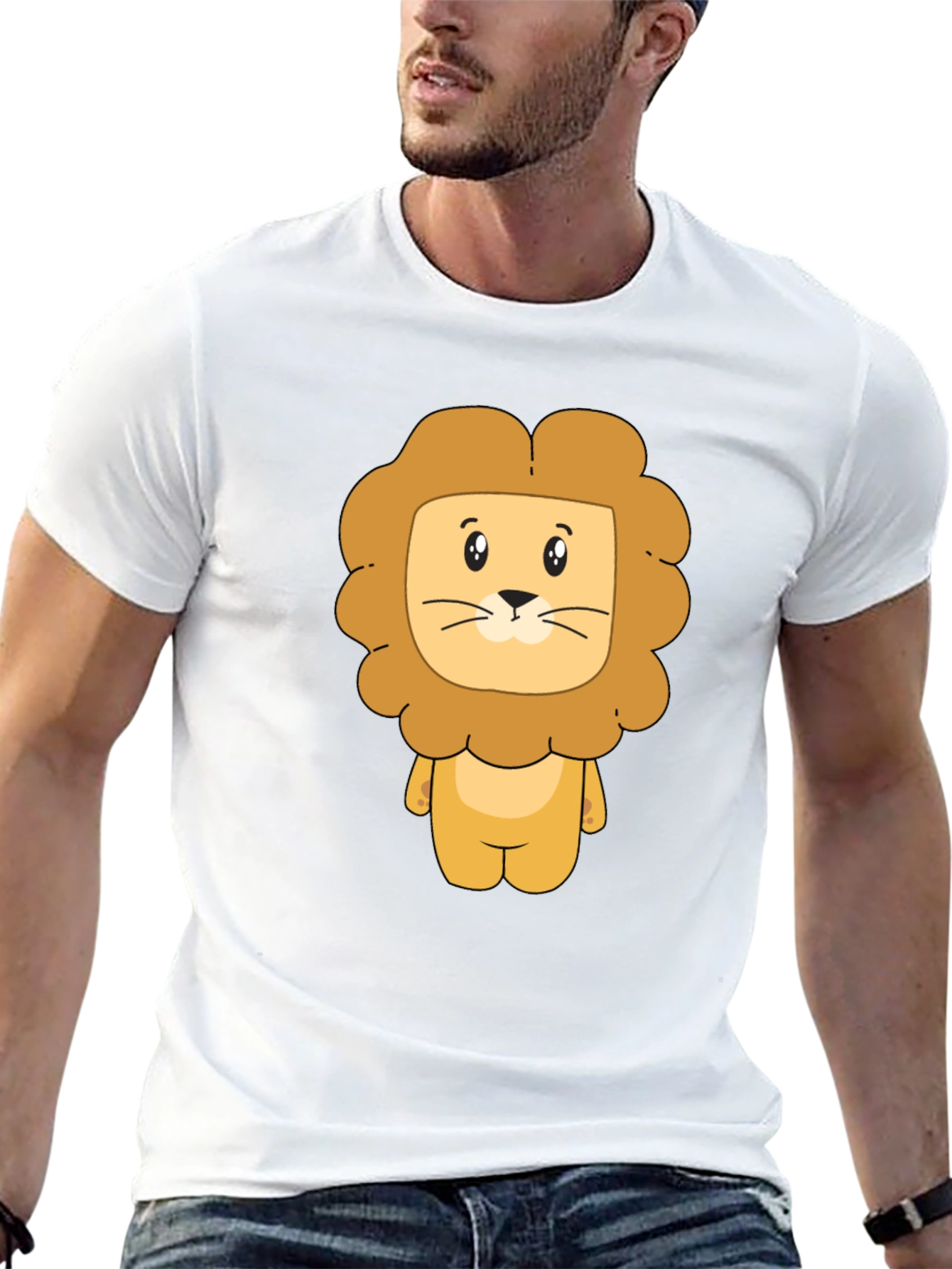 Lion Cartoon Graphic Black T-Shirt
