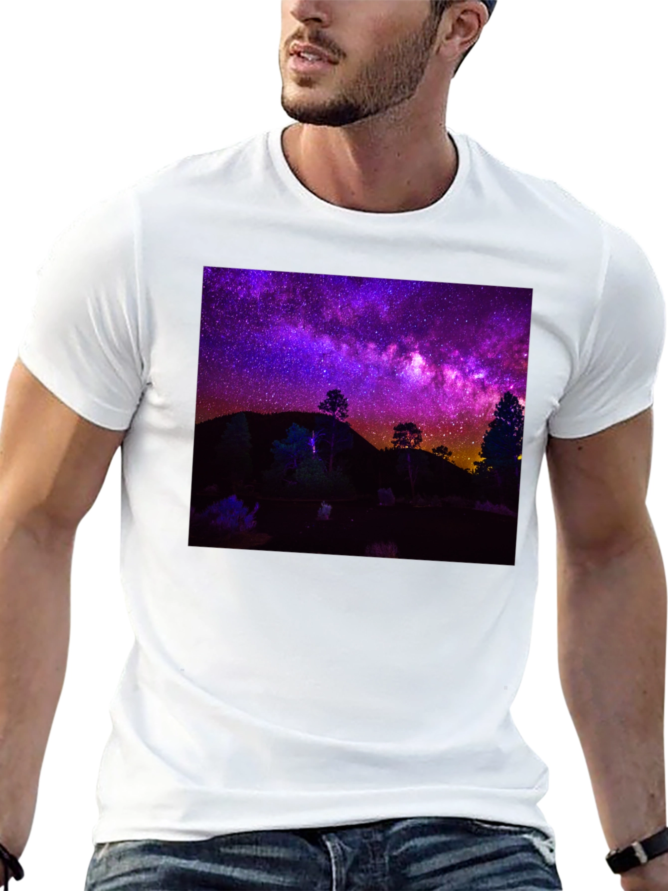 Night Sky Graphic Tee - Black Cotton