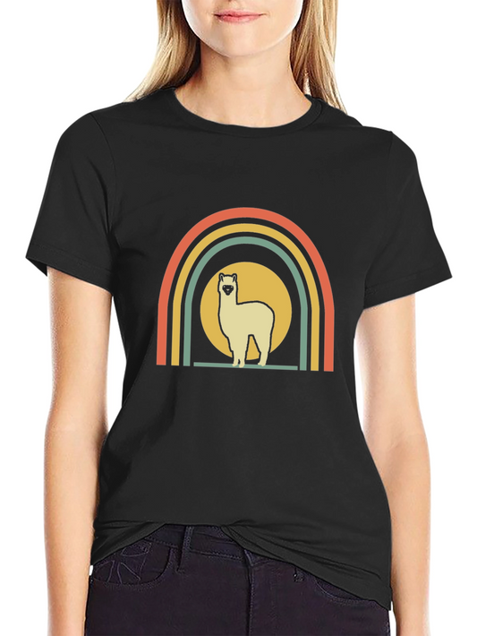 Retro Alpaca Rainbow Graphic Tee