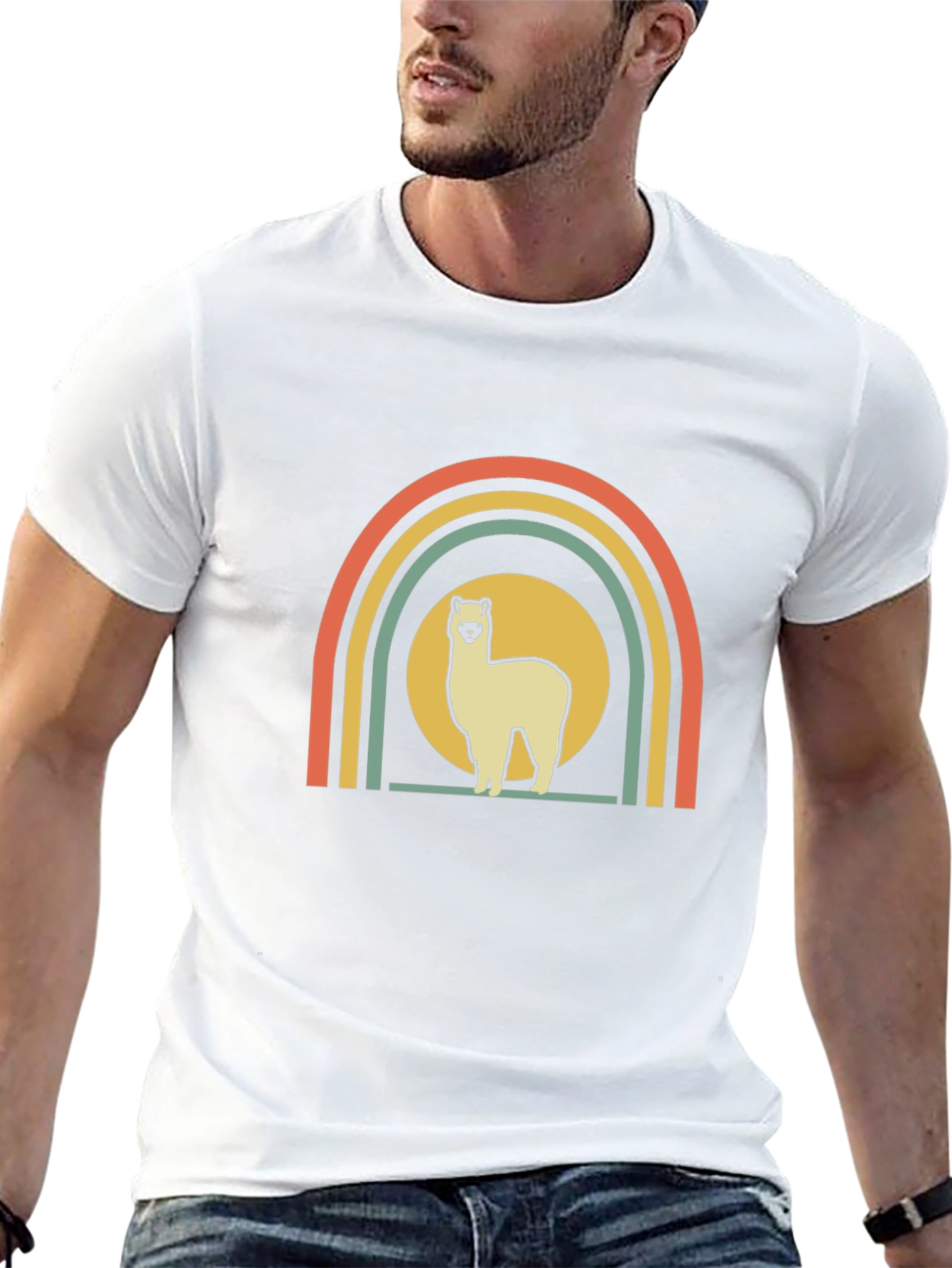 Retro Alpaca Rainbow Graphic Tee