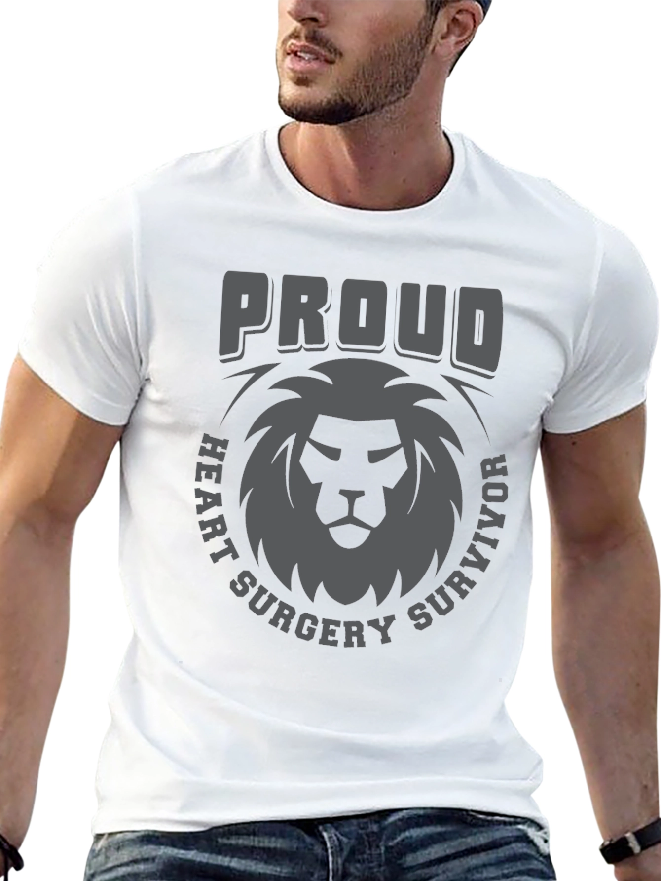 Proud Heart Surgery Survivor Lion Graphic Tee