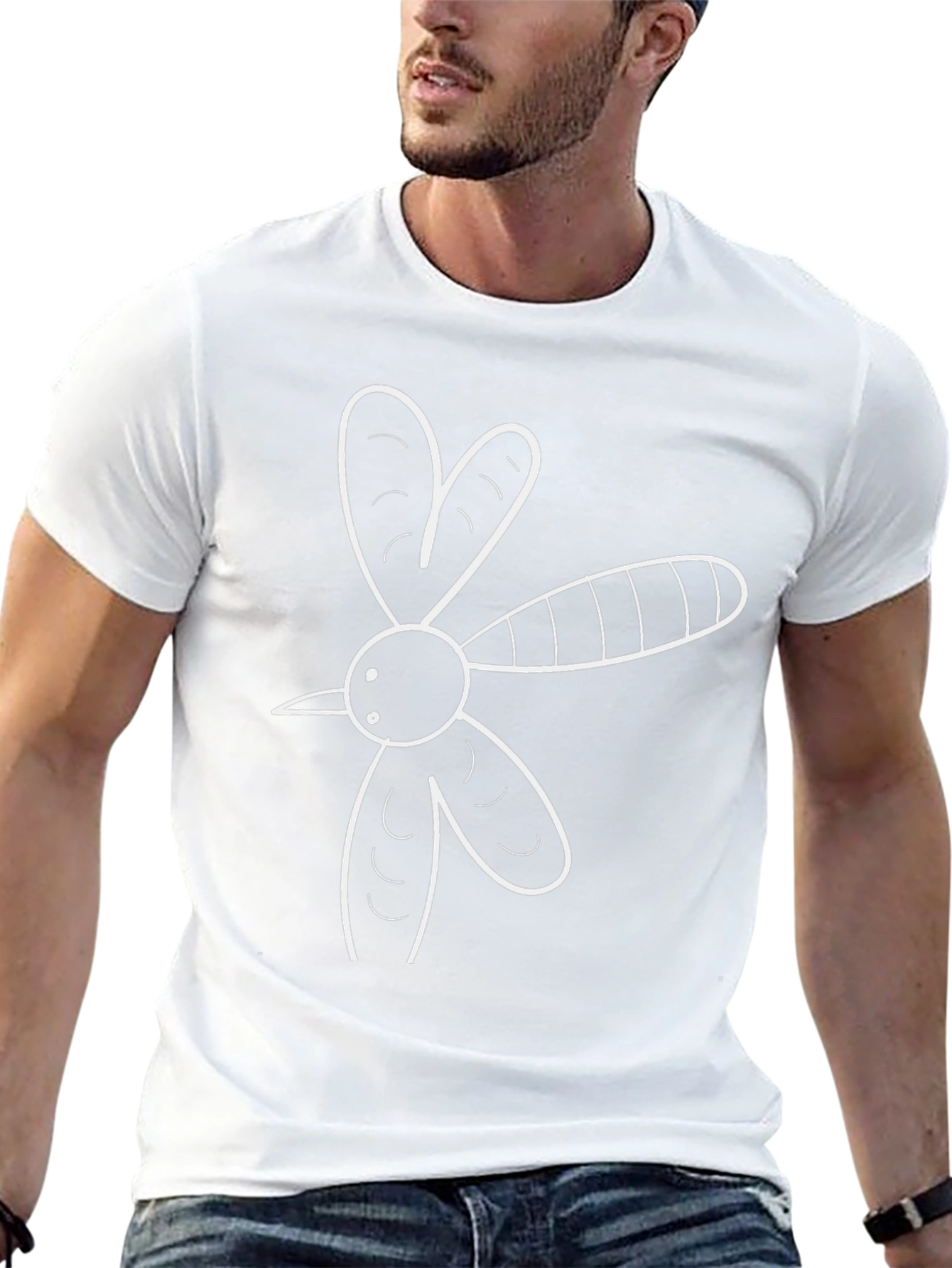 Black T-Shirt with Abstract Mosquito Graphic