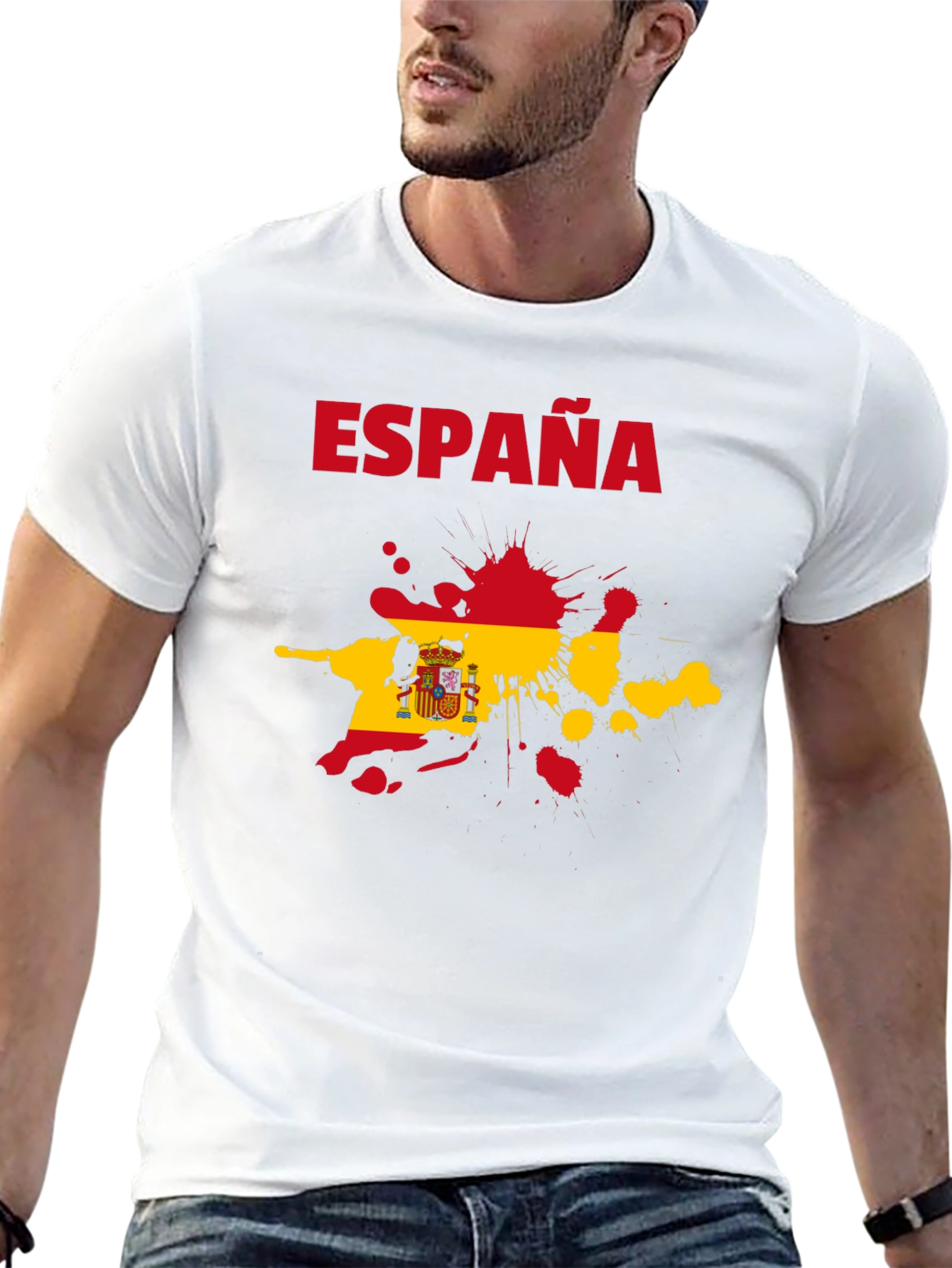 Espana Spain Flag Splatter Black T-Shirt