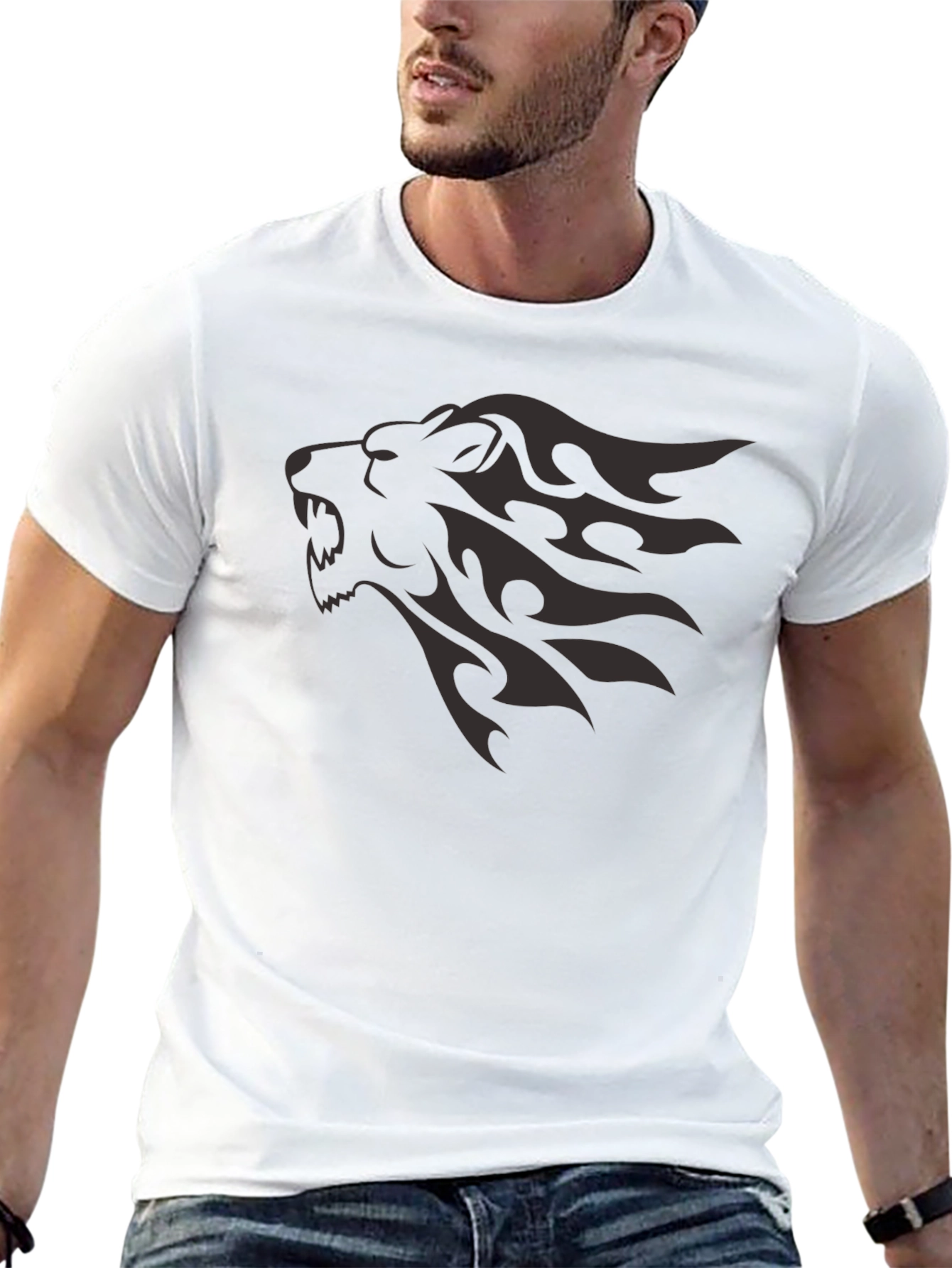 Lion Head Graphic Tee - Black