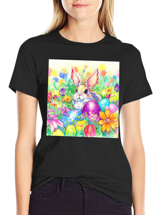 Easter Bunny T-Shirt: Watercolor Floral Eggs