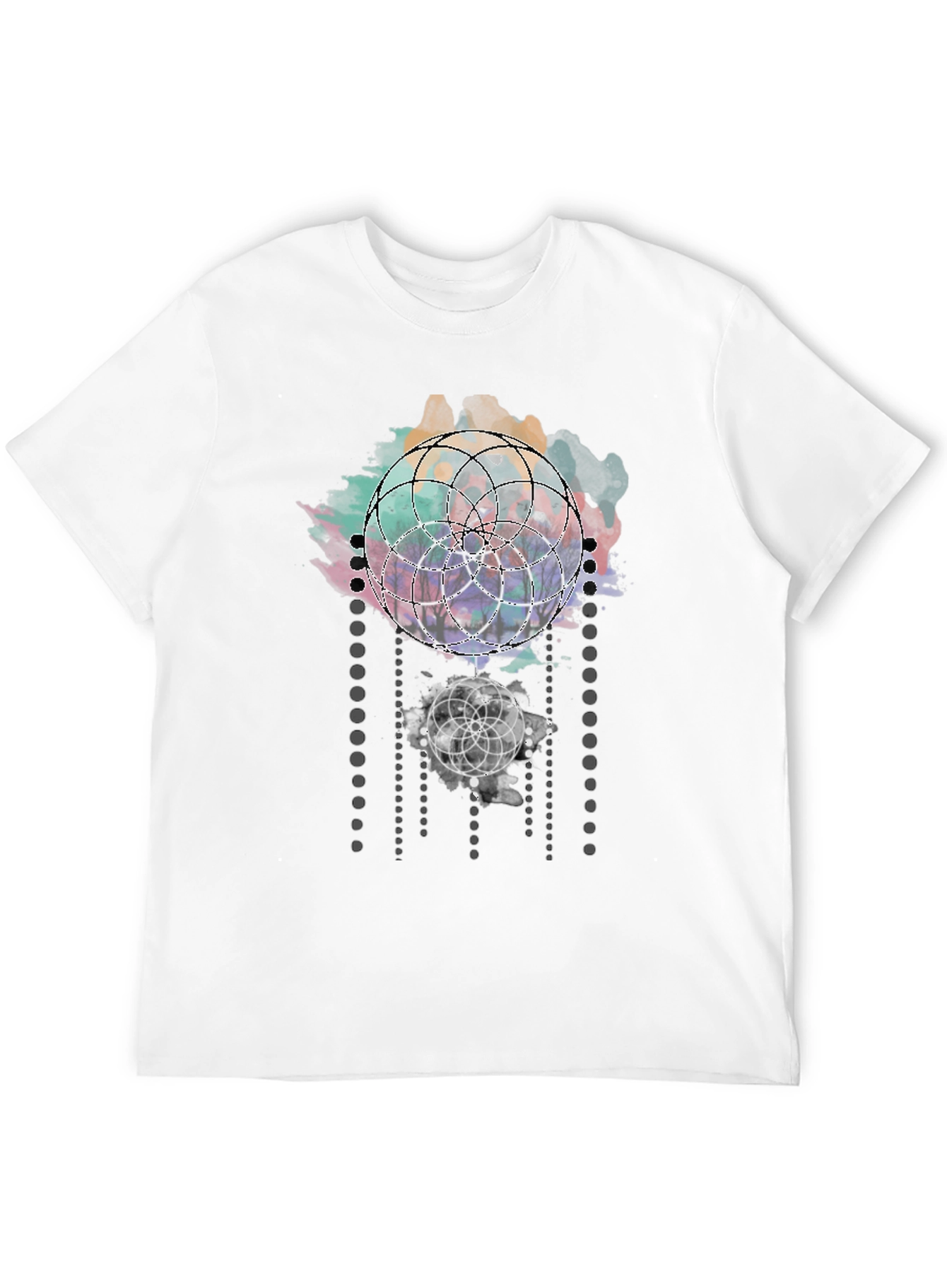 Geometric Circle Graphic Black T-Shirt