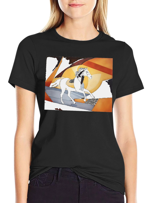 Abstract Horse Graphic Tee - Stylish Black T-Shirt