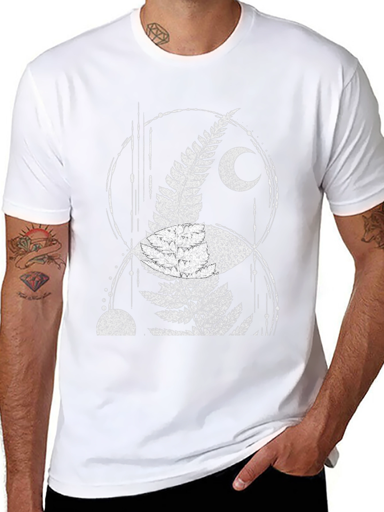Fern Moon Graphic Tee - Black Cotton Blend