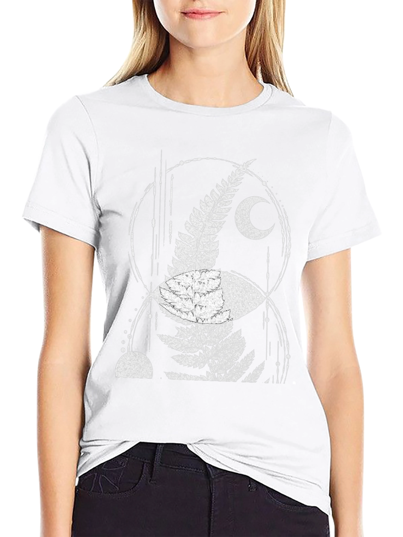 Fern Moon Graphic Tee - Black Cotton Blend