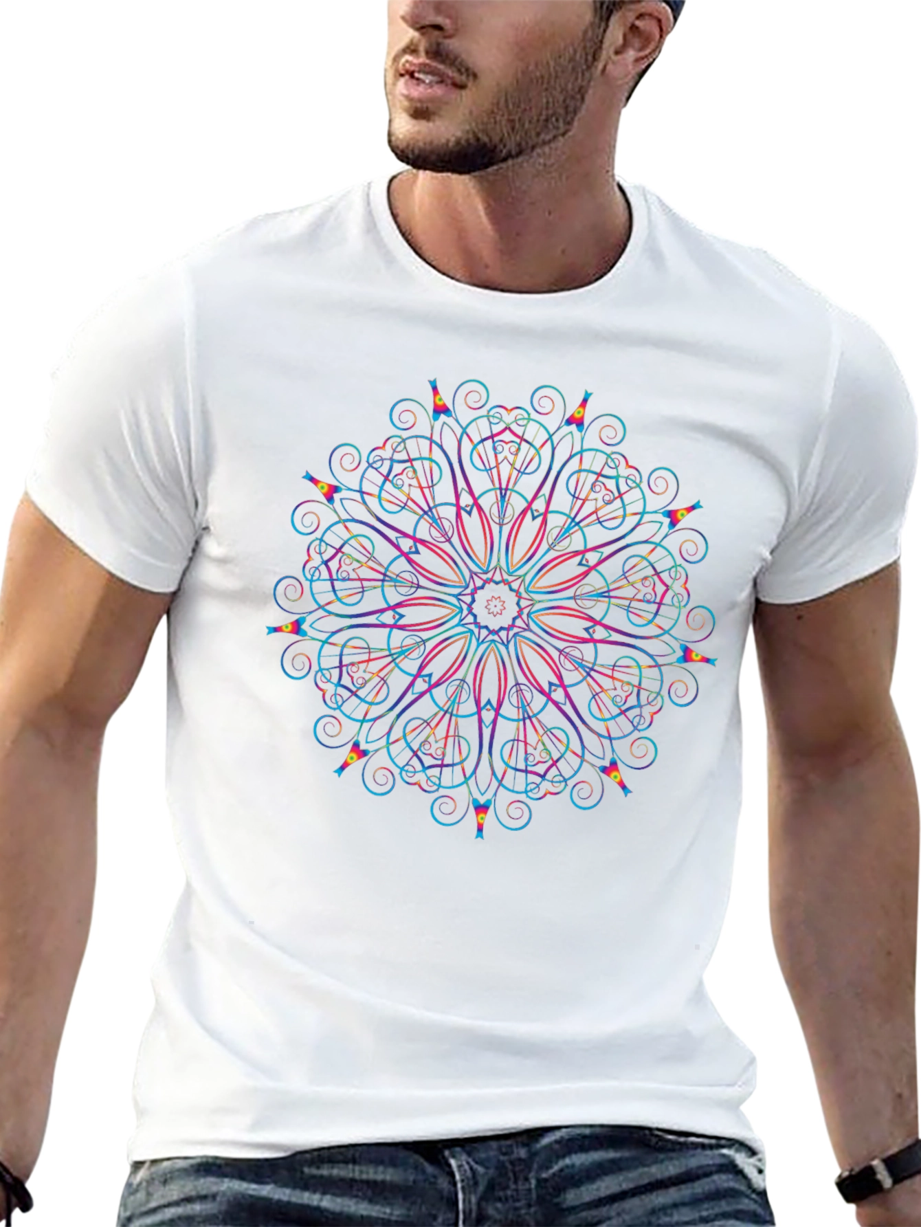 Vibrant Mandala Graphic T-Shirt - Black
