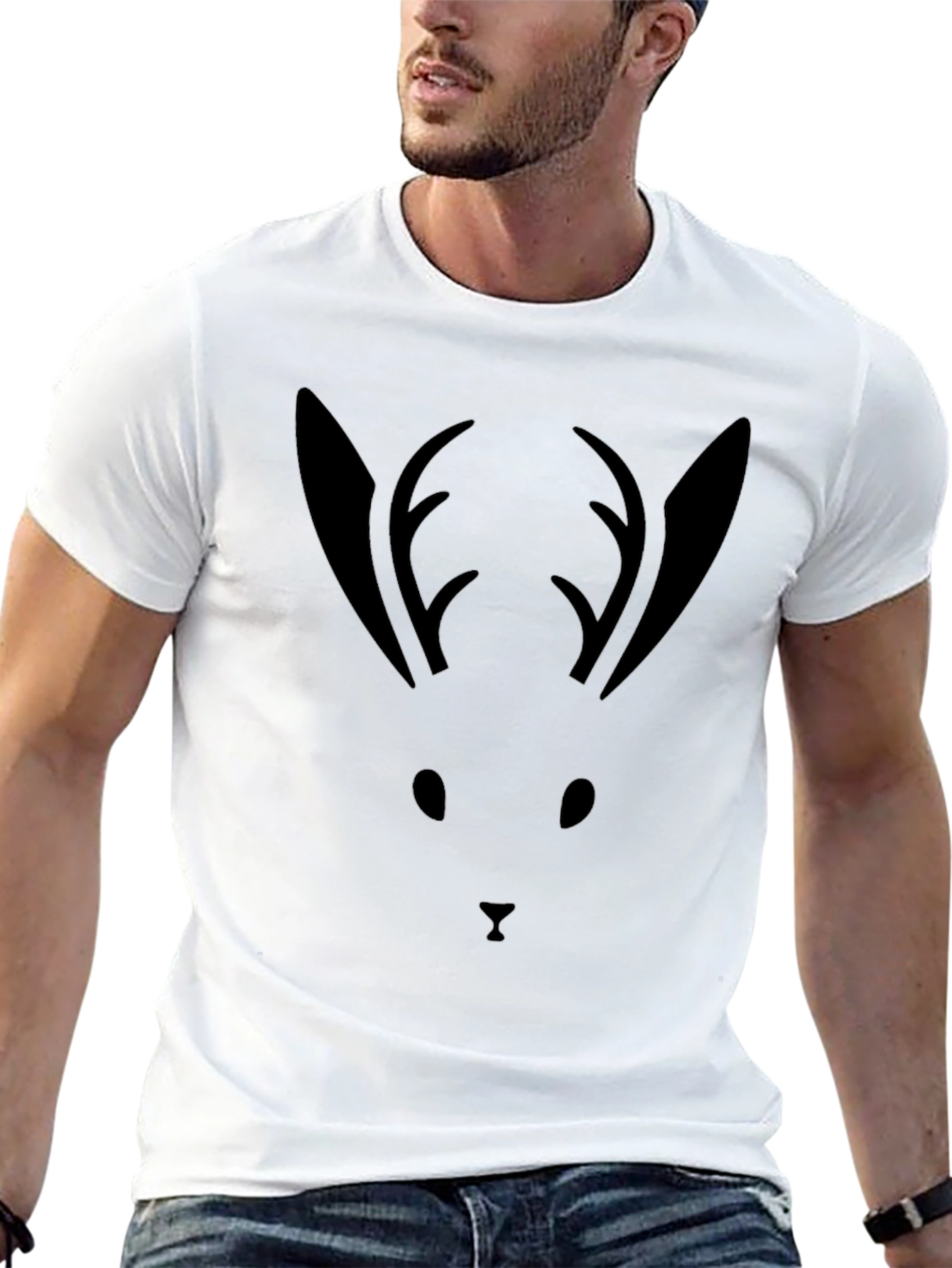 Minimalist Deer Silhouette Black T-Shirt