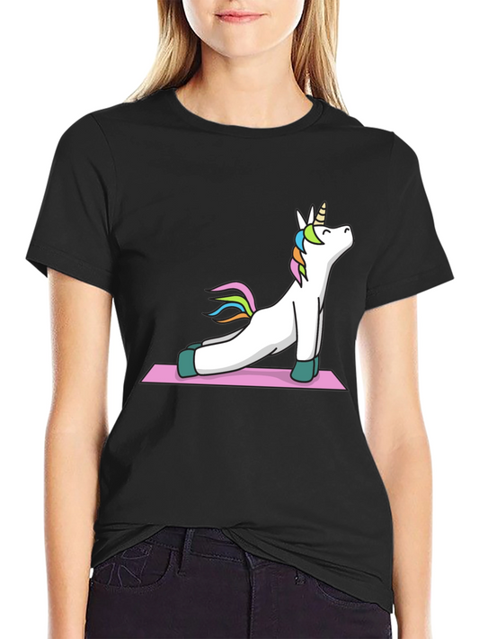 Yoga Unicorn Graphic Tee - Black Cotton T-Shirt