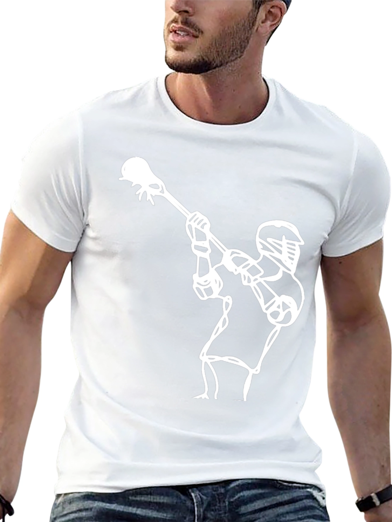 Lacrosse Player Graphic Tee - Black Cotton T-Shirt