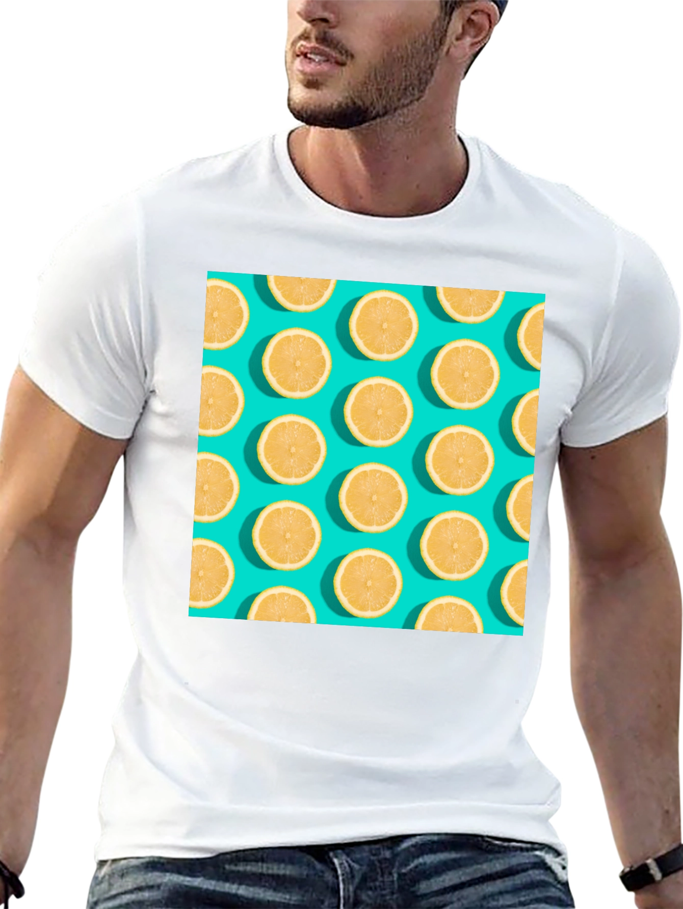 Lemon Pattern Crew Neck T-Shirt