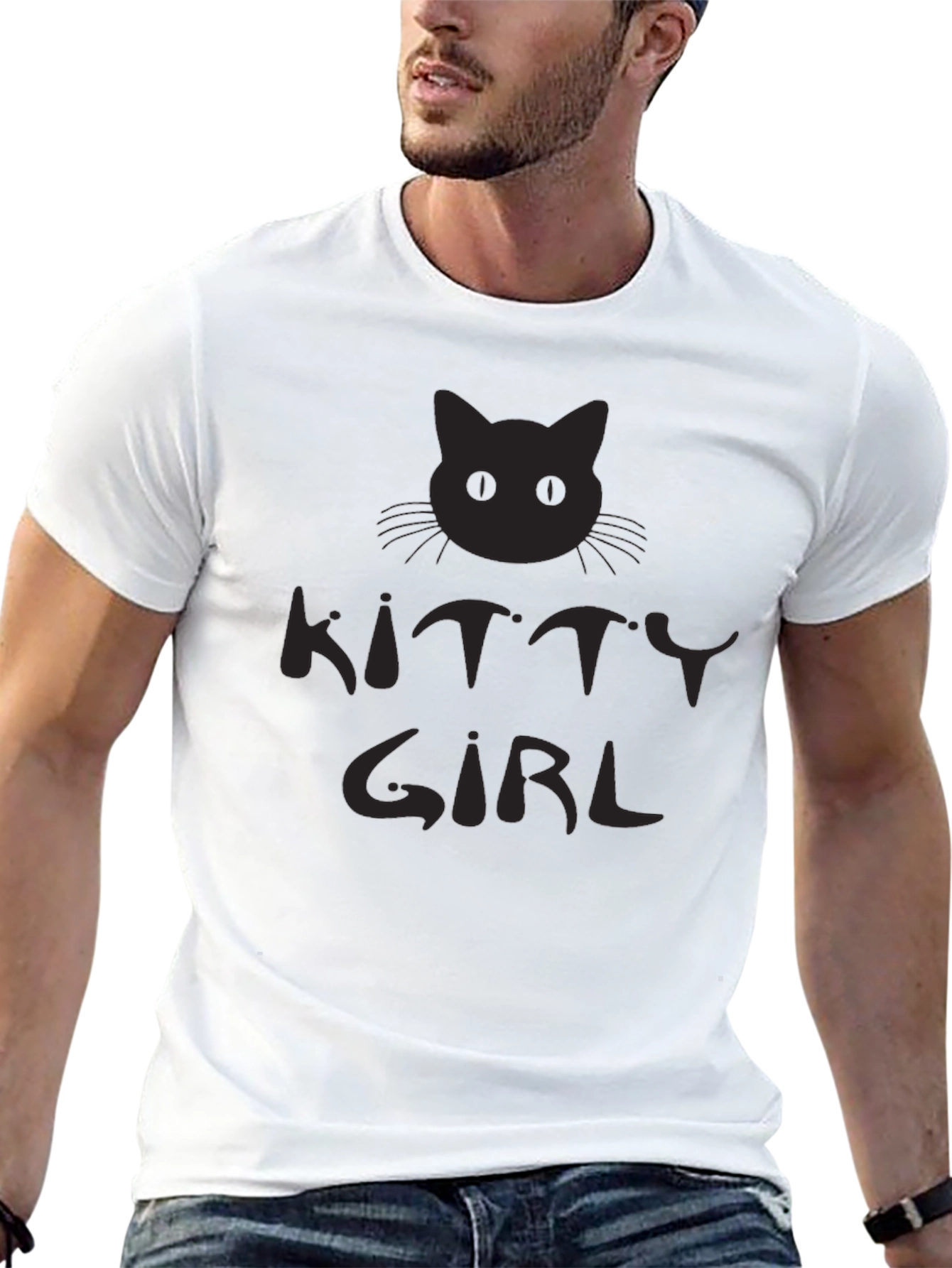 Kitty Girl Black Graphic T-Shirt