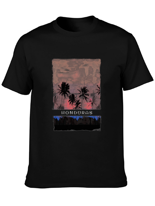 Honduras Sunset Palm Tee - Tropical Graphic T-Shirt