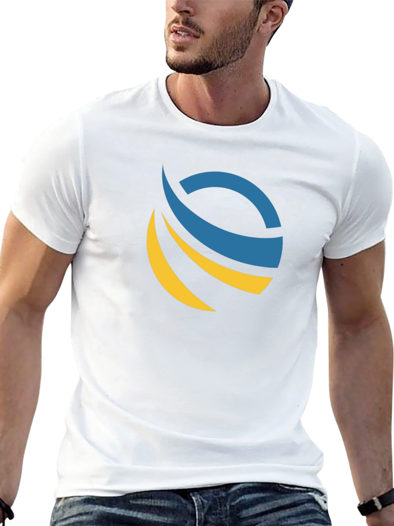 Modern Black T-Shirt with Abstract Globe Design