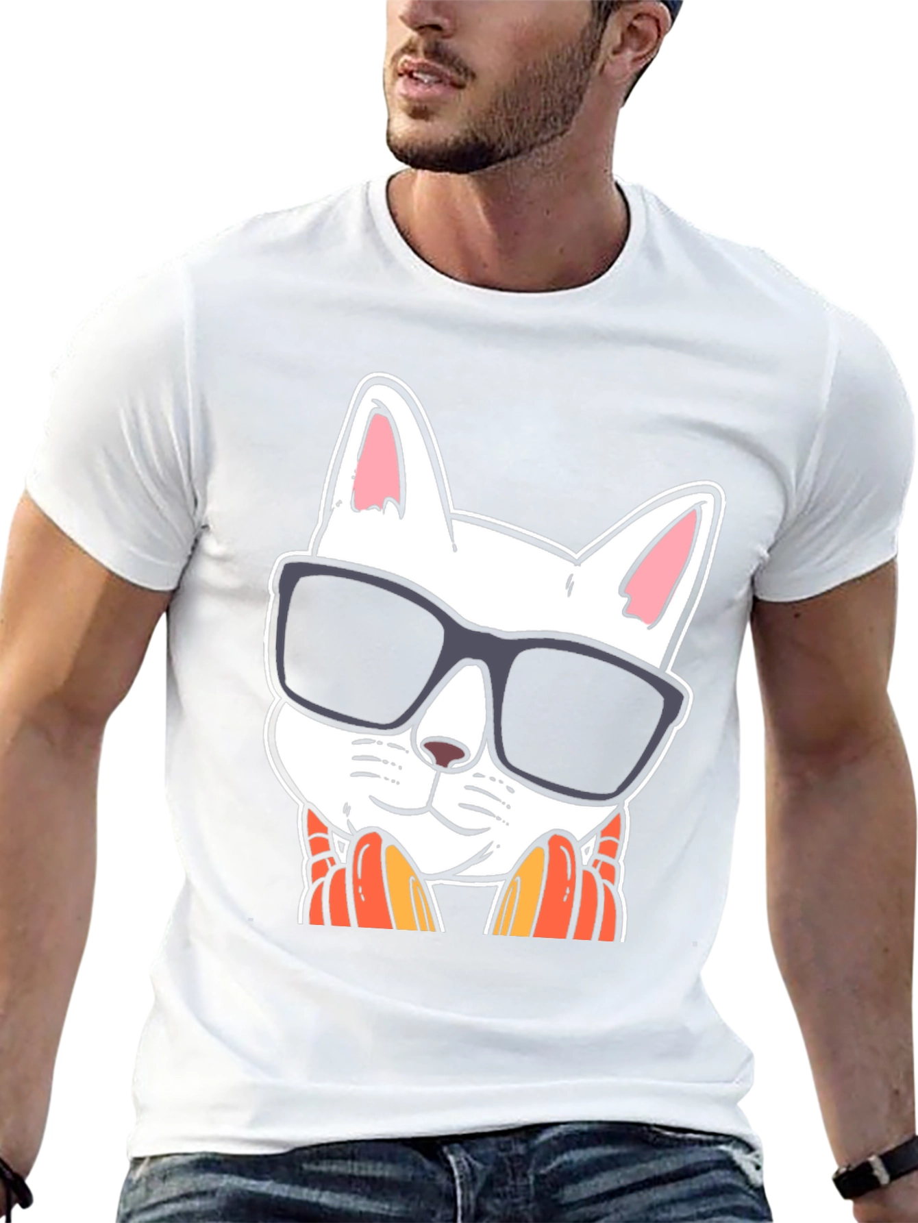 Cool Cat Sunglasses Graphic Tee - Black