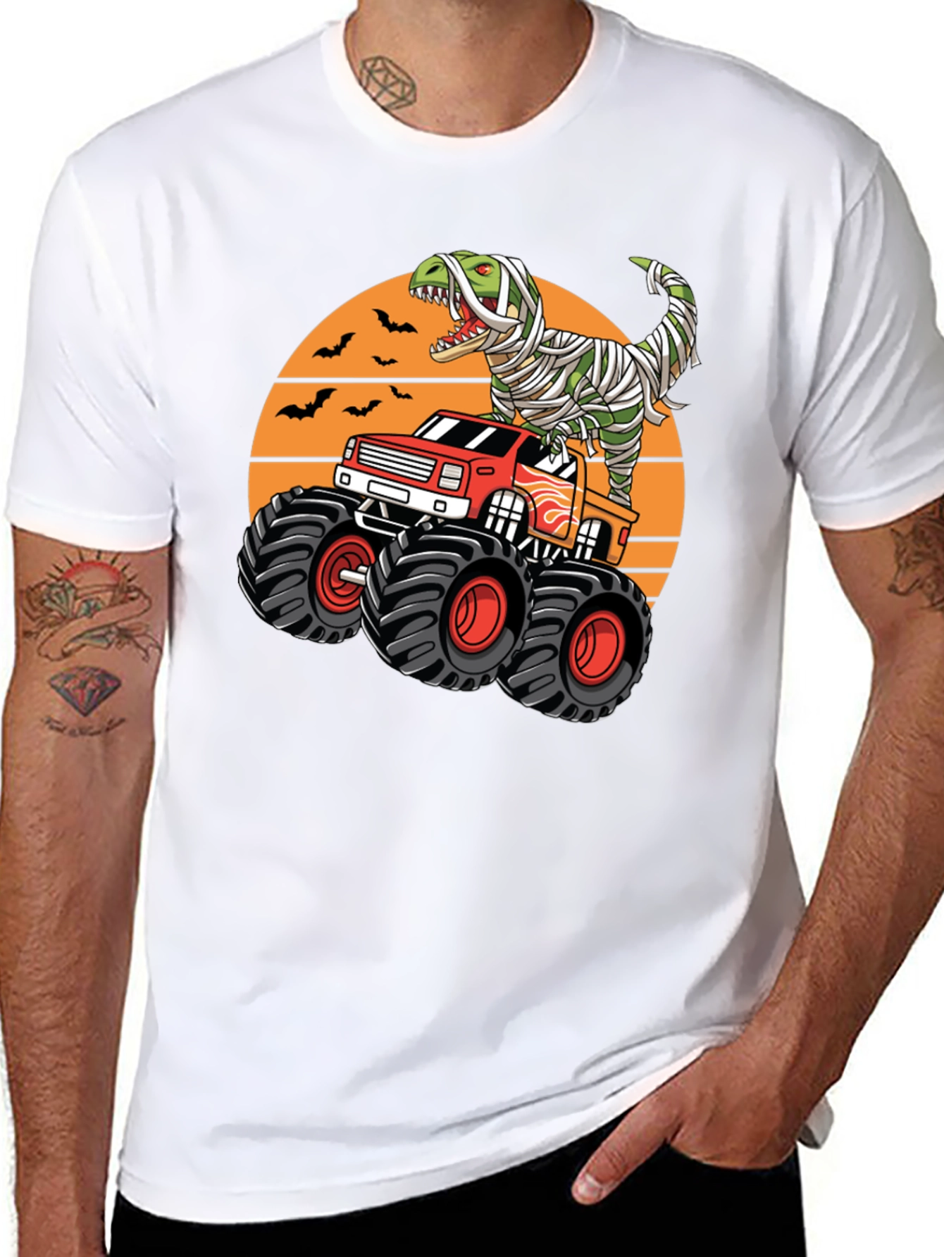 Dino Mummy Monster Truck T-Shirt - Halloween Ride!