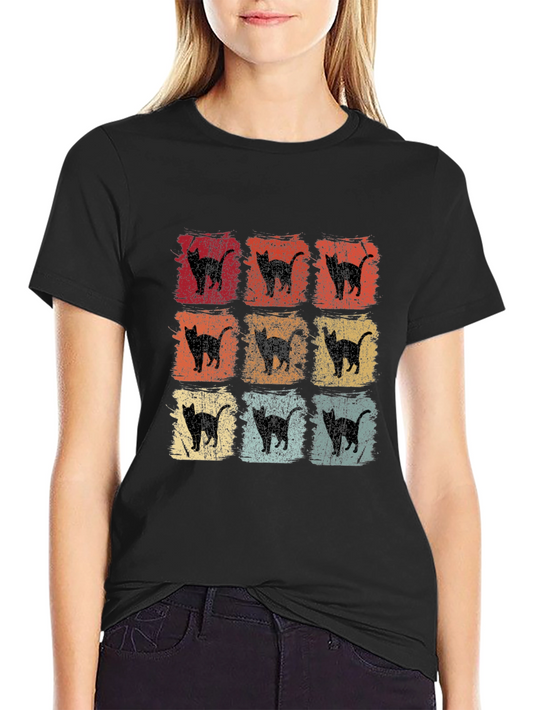 Retro Cat Silhouette Graphic Tee