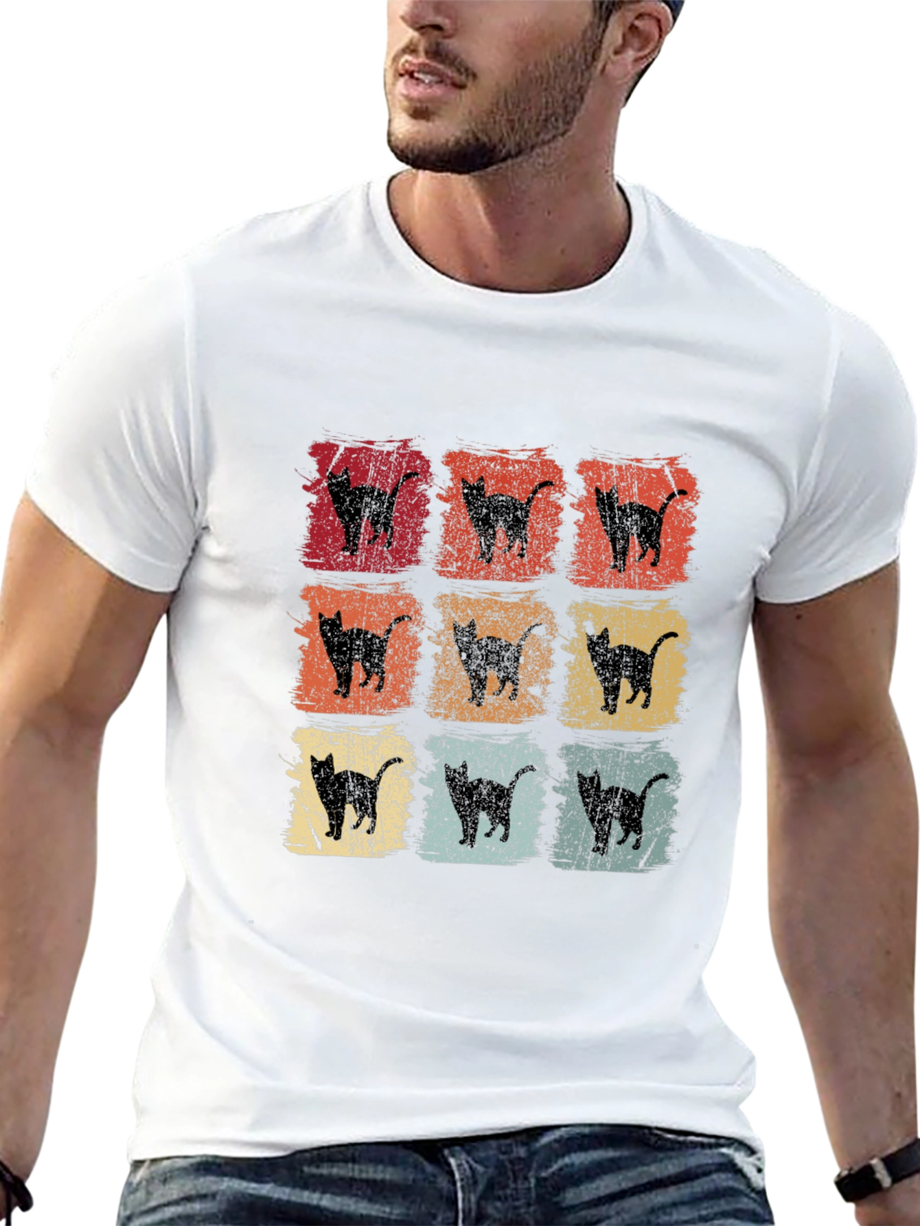 Retro Cat Silhouette Graphic Tee