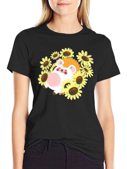 Cute Hedgehog Sunflower T-Shirt