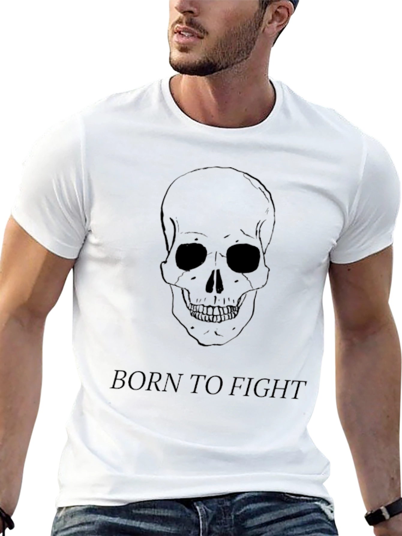 Skull Born to Fight Black Graphic Tee