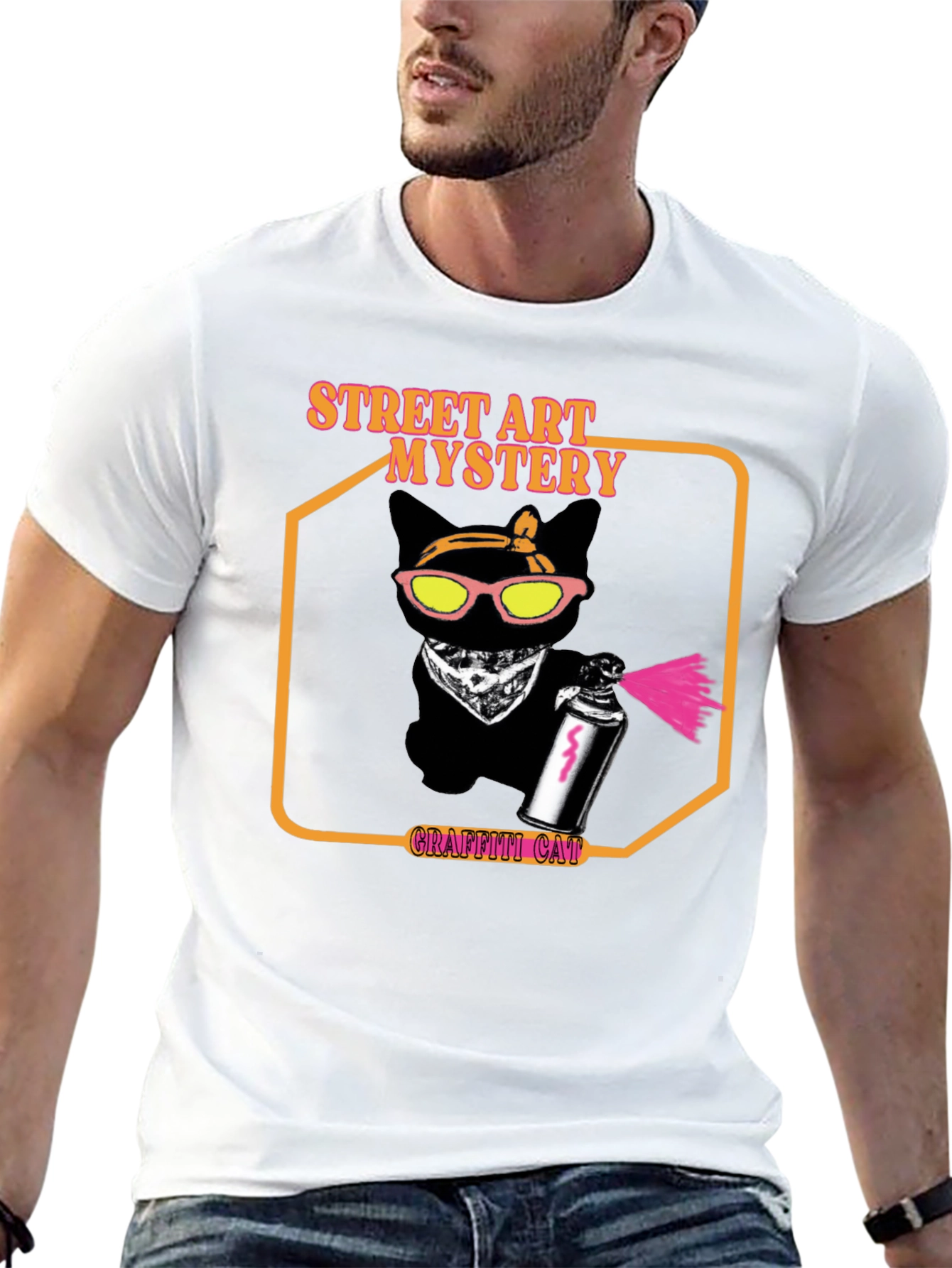 Street Art Mystery Graffiti Cat T-Shirt