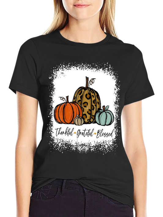 Thankful Grateful Blessed Fall Pumpkin T-Shirt