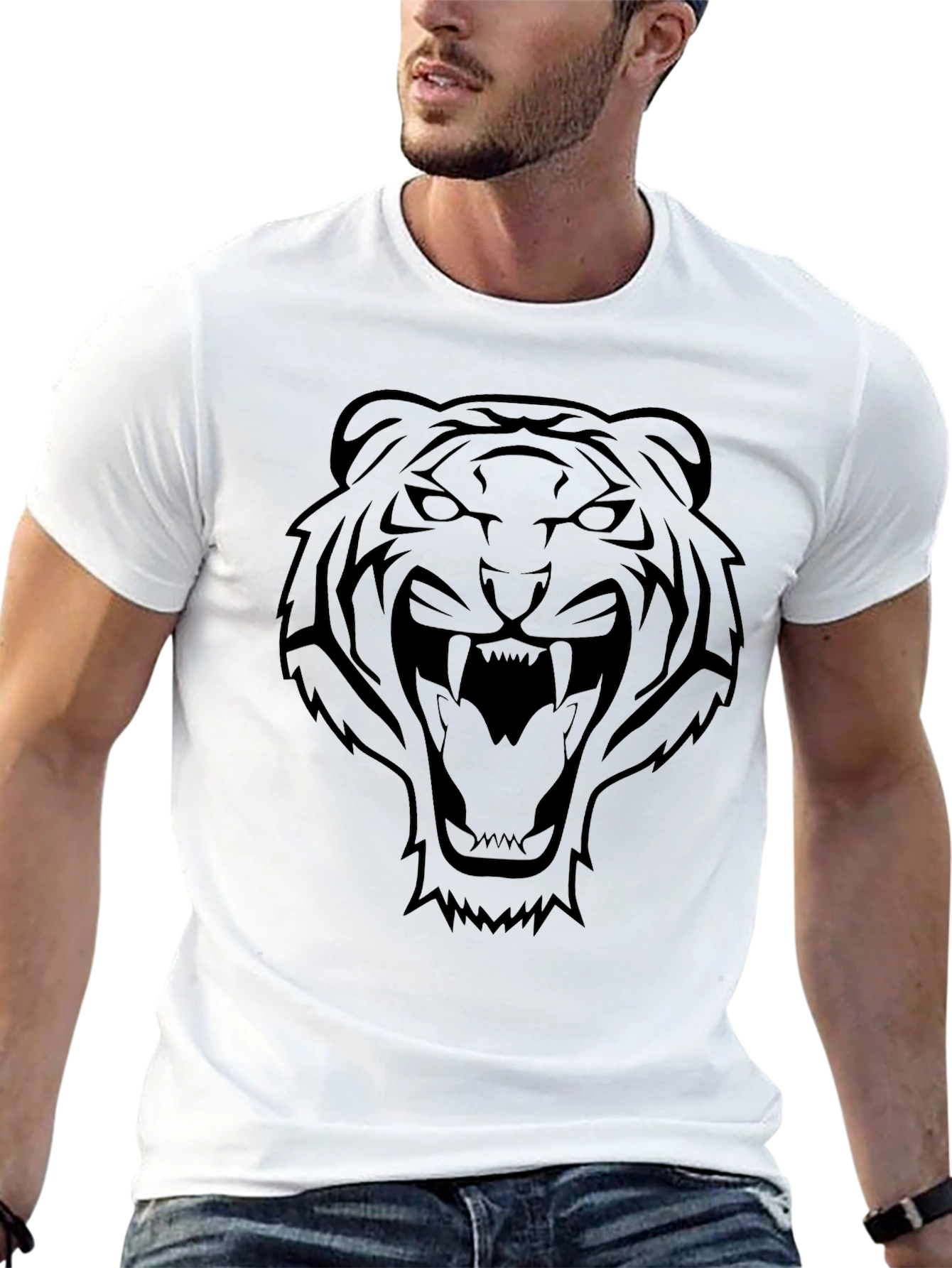 Bold Tiger Graphic Tee - Black