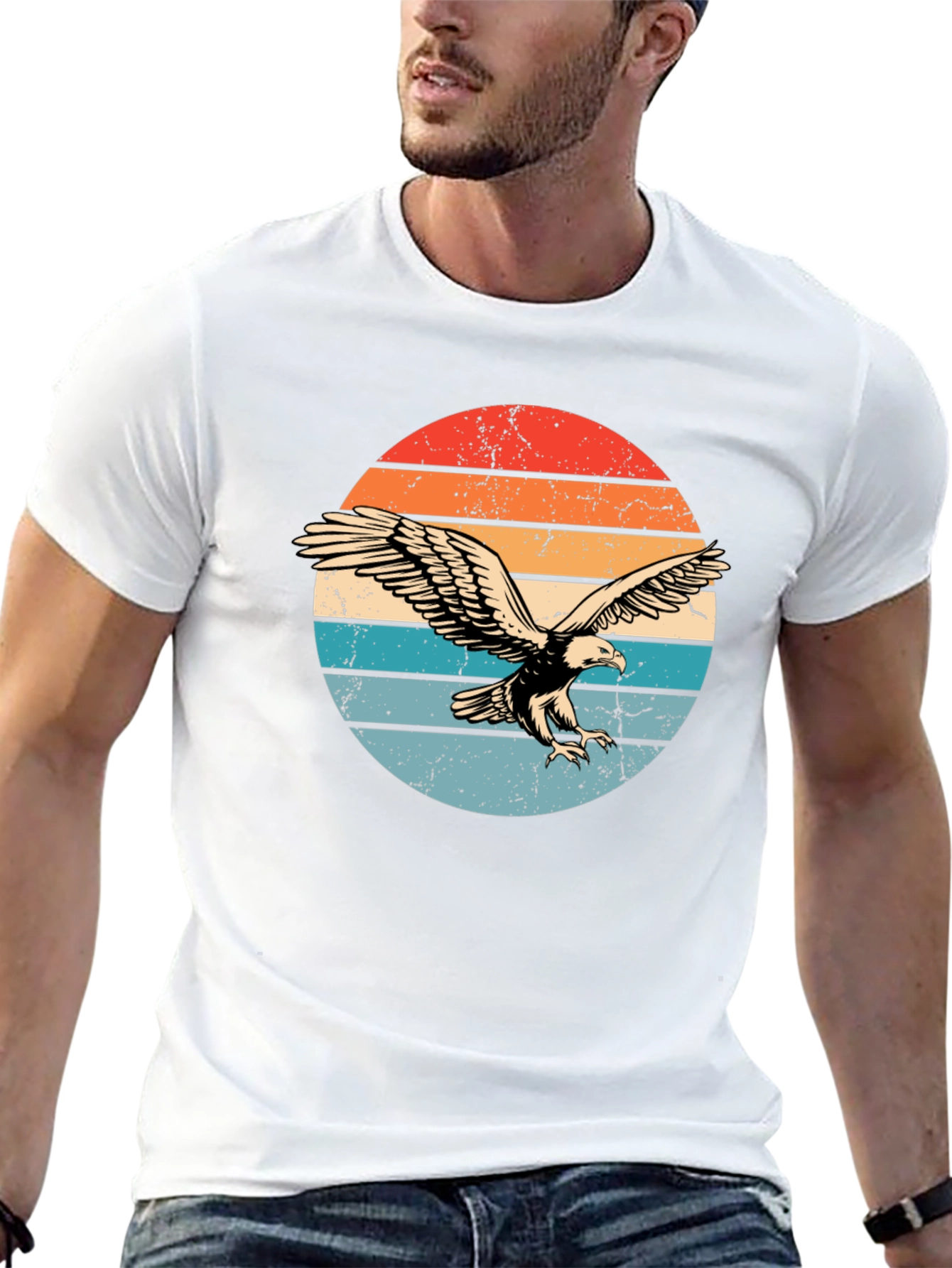Retro Eagle Graphic T-Shirt - Black