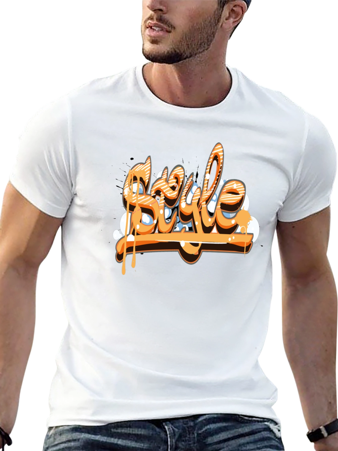 Graffiti Style Graphic Print Mens Black T-Shirt