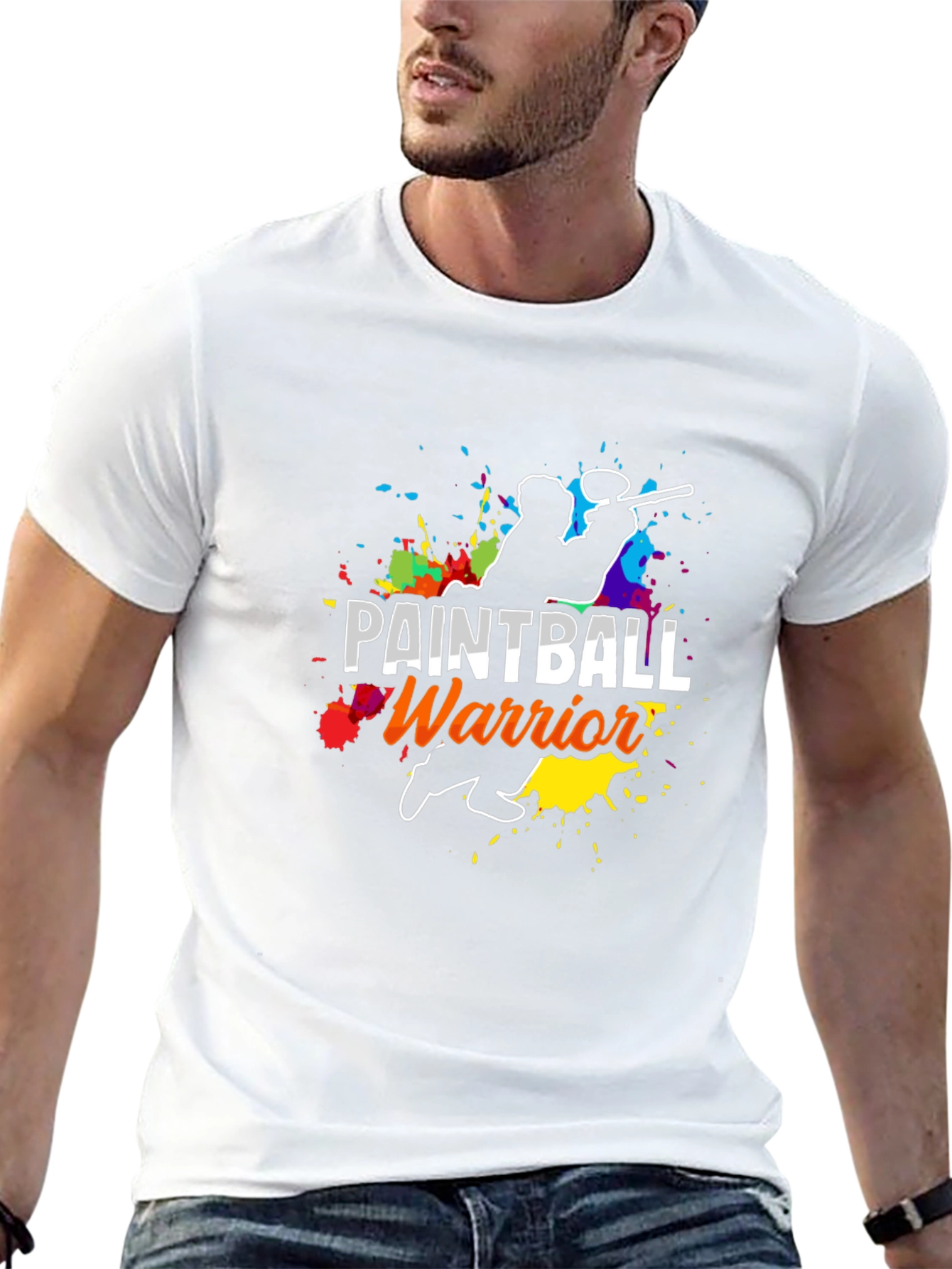 Paintball Warrior Graphic Tee - Black Cotton T-Shirt