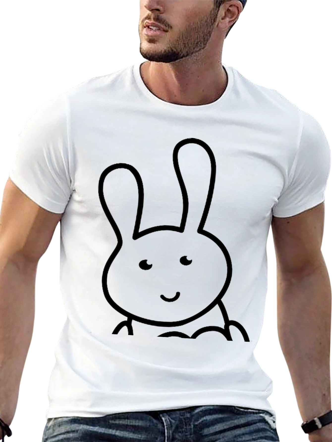 Cute Bunny Graphic Tee - Black Cotton Comfort