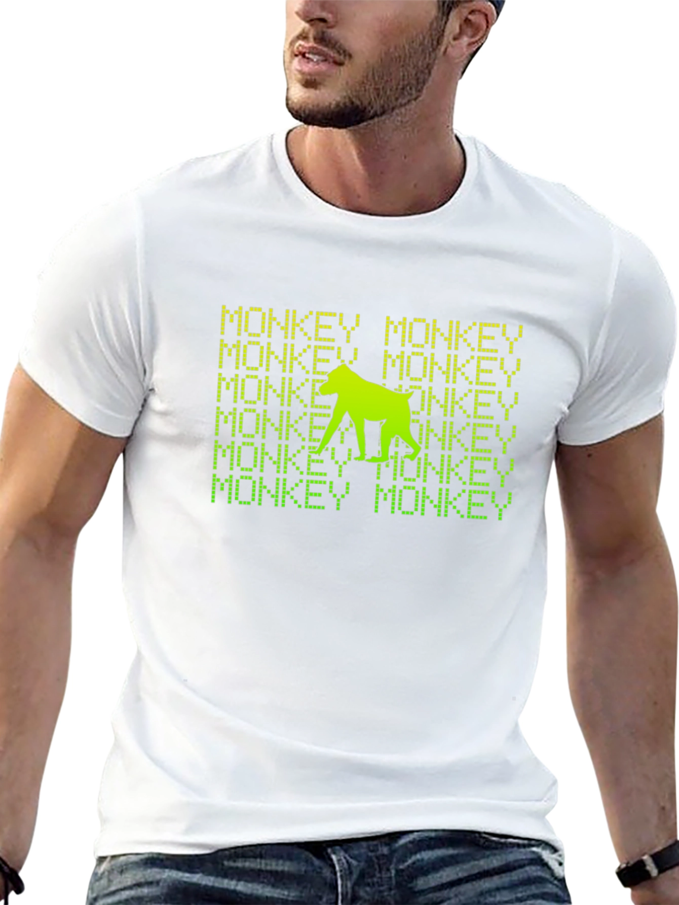 Monkey Text Graphic Print Black T-Shirt