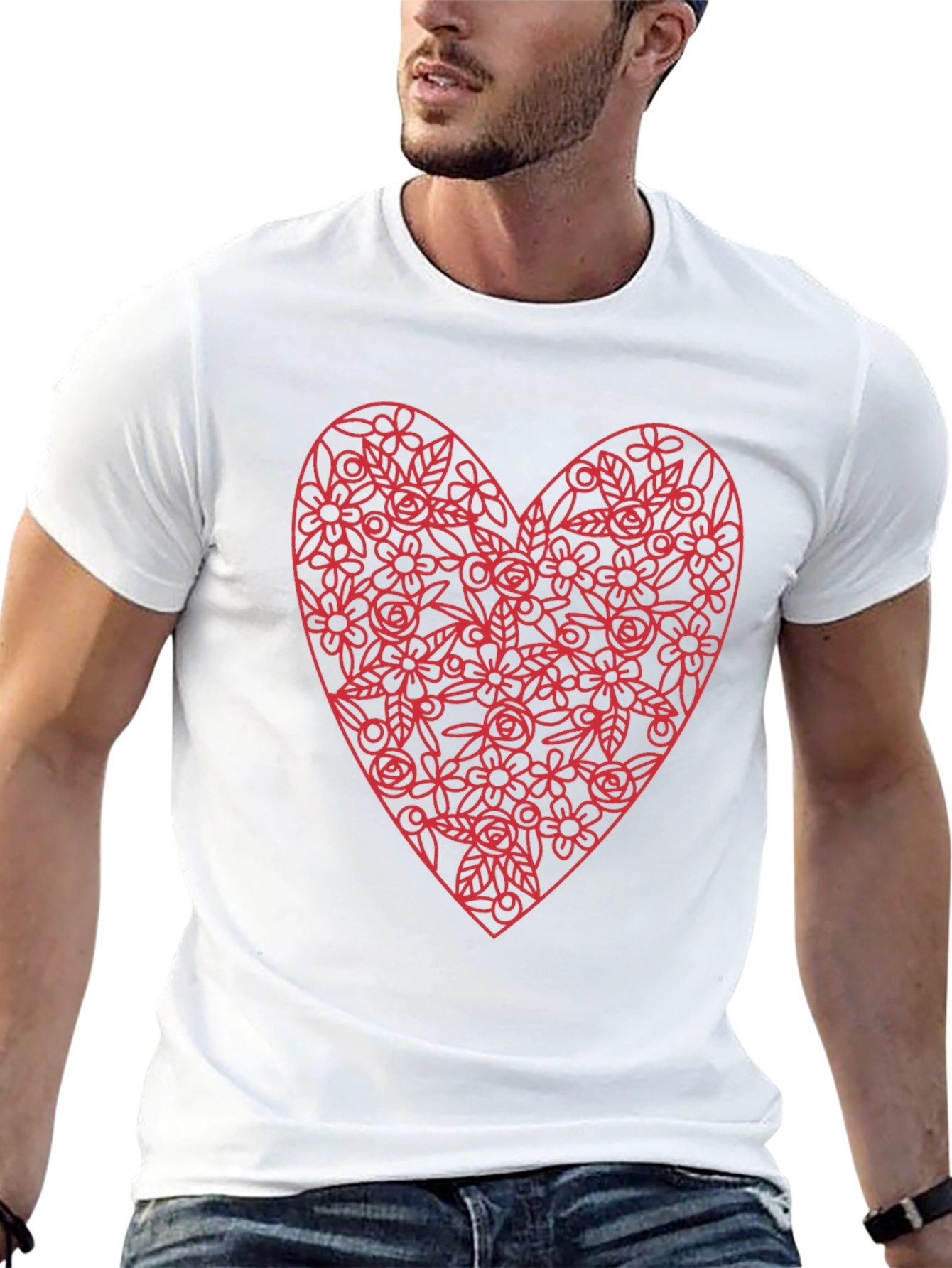 Floral Heart Graphic Tee - Valentines Day