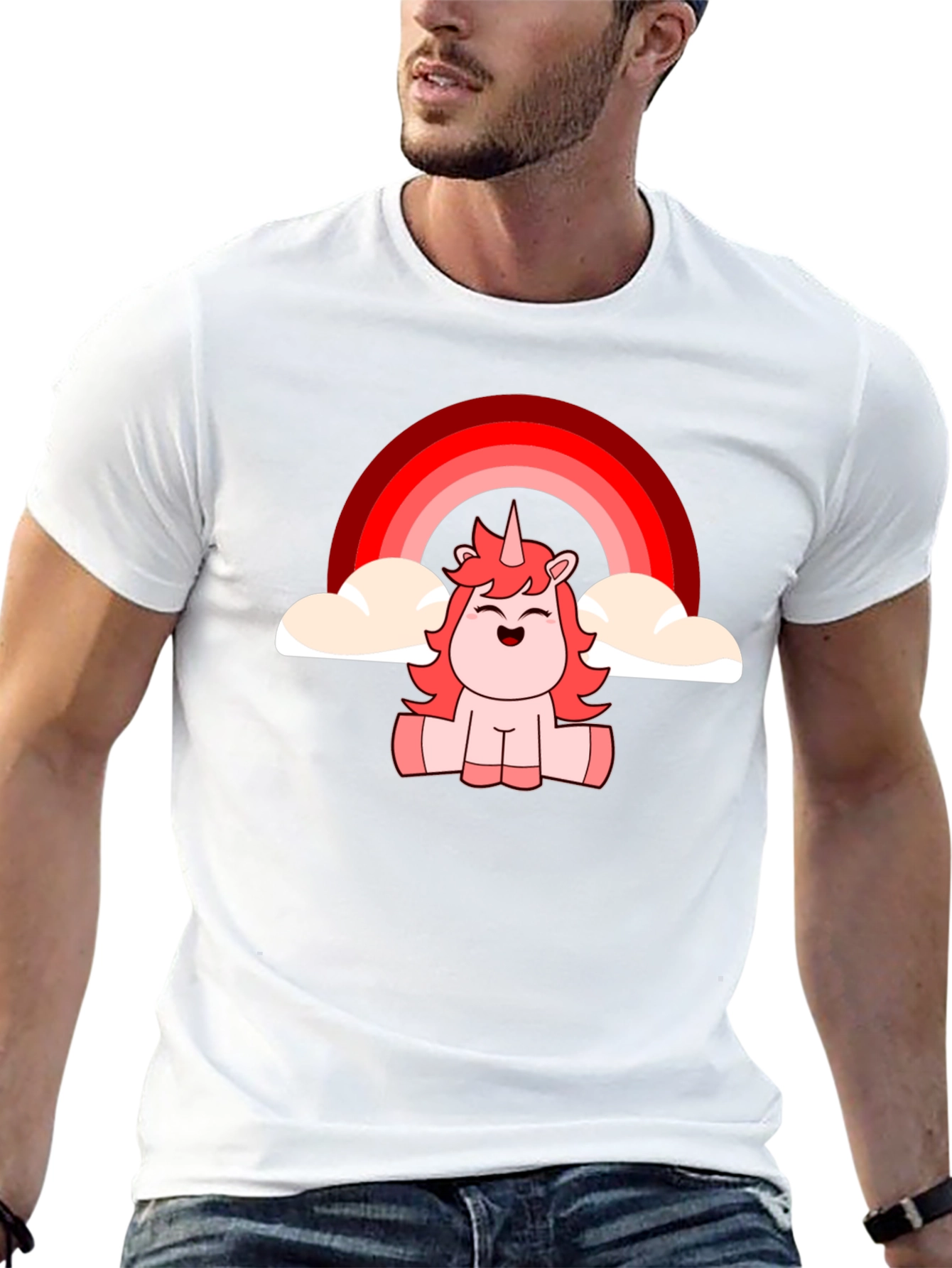 Unicorn Rainbow Graphic T-Shirt - Black