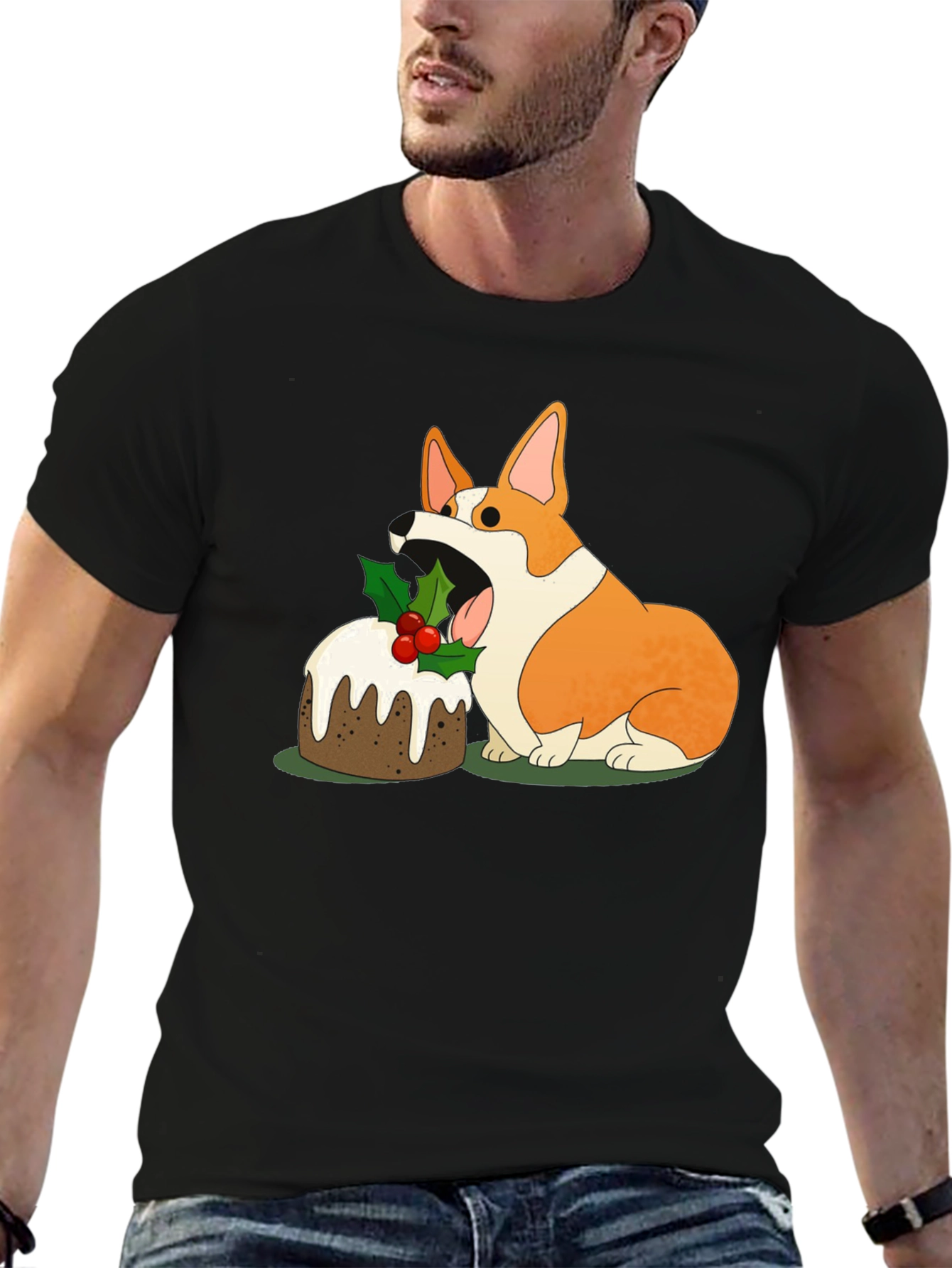 Corgi Christmas Pudding Graphic Tee