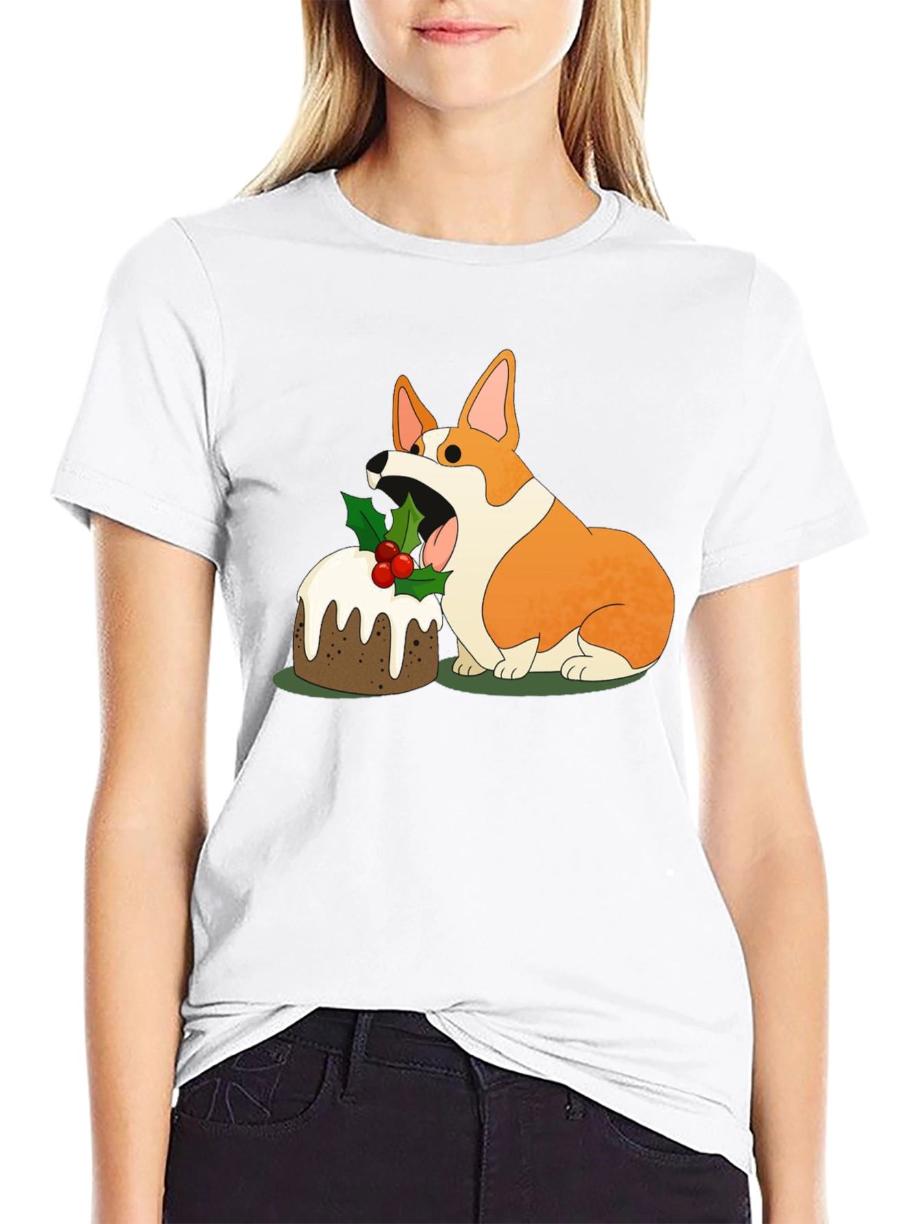 Corgi Christmas Pudding Graphic Tee