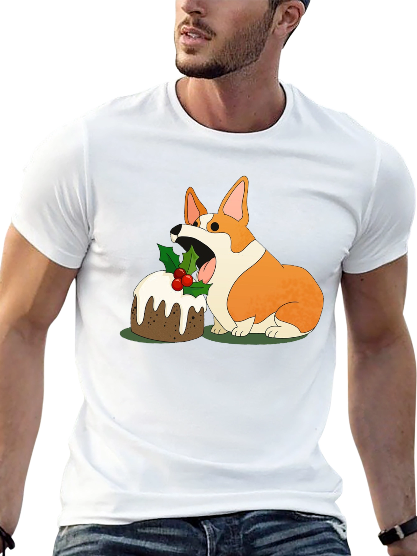 Corgi Christmas Pudding Graphic Tee