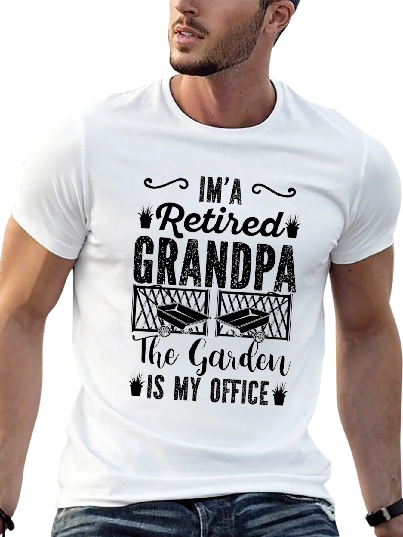 Retired Grandpa Garden Office Black T-Shirt