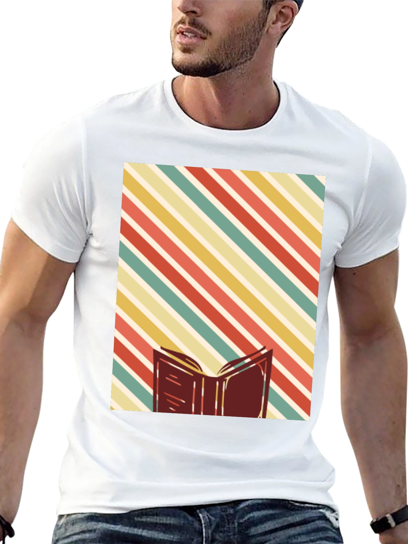 Retro Striped Book T-Shirt - Readers Delight