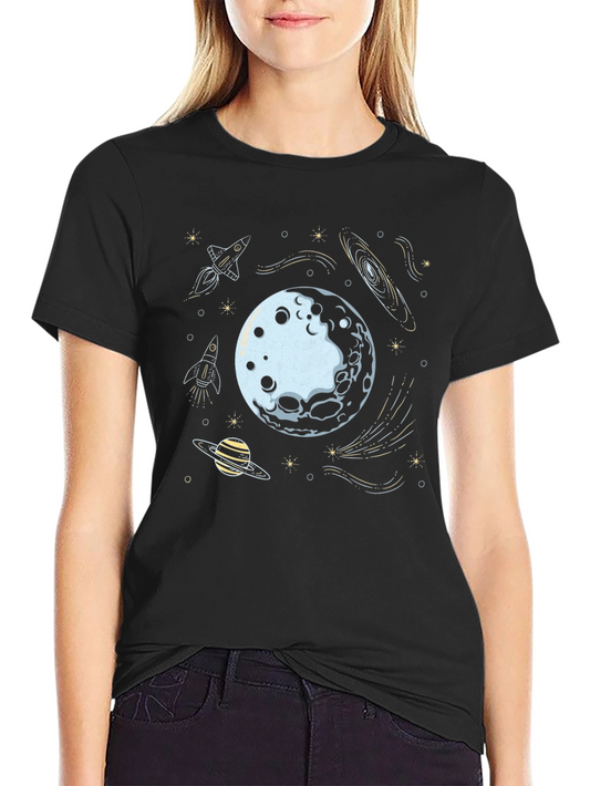 Space Explorer Graphic Tee - Black Cotton Blend