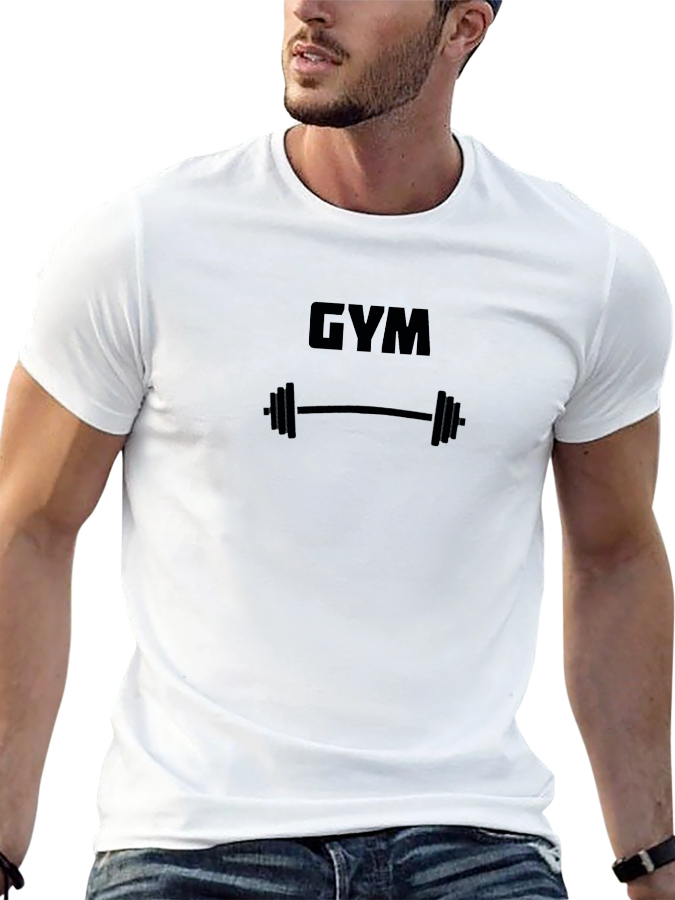 Mens Black Gym T-Shirt - Weightlifting Design