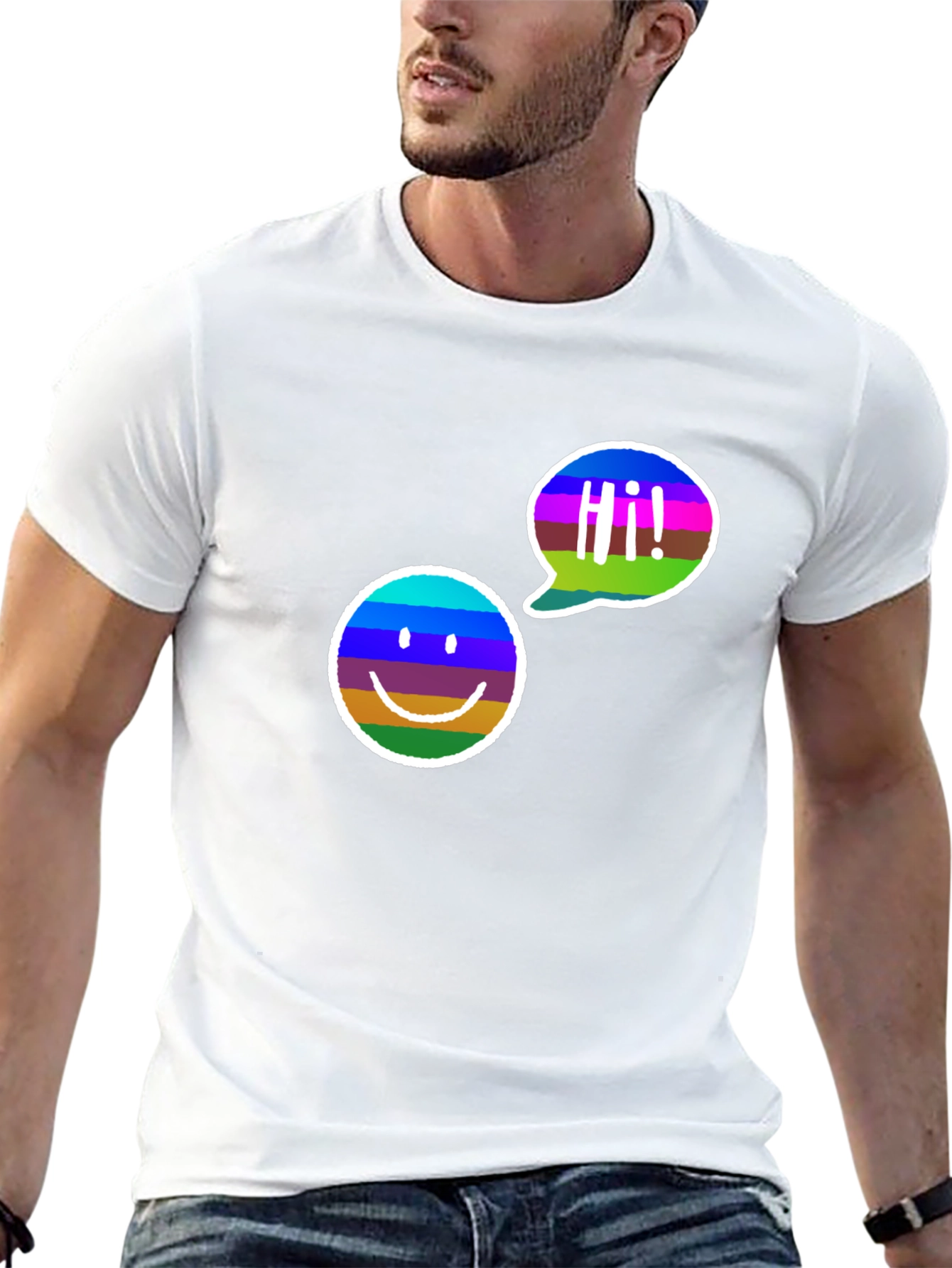 Cool Smiley Face Graphic Tee - Black Cotton T-Shirt