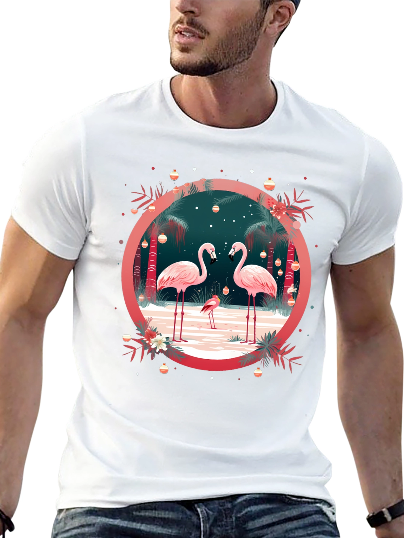 Flamingo Holiday Crew Neck Tee