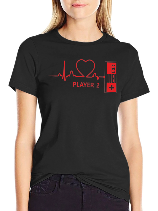 Player 2 Heartbeat Gaming T-Shirt - Black