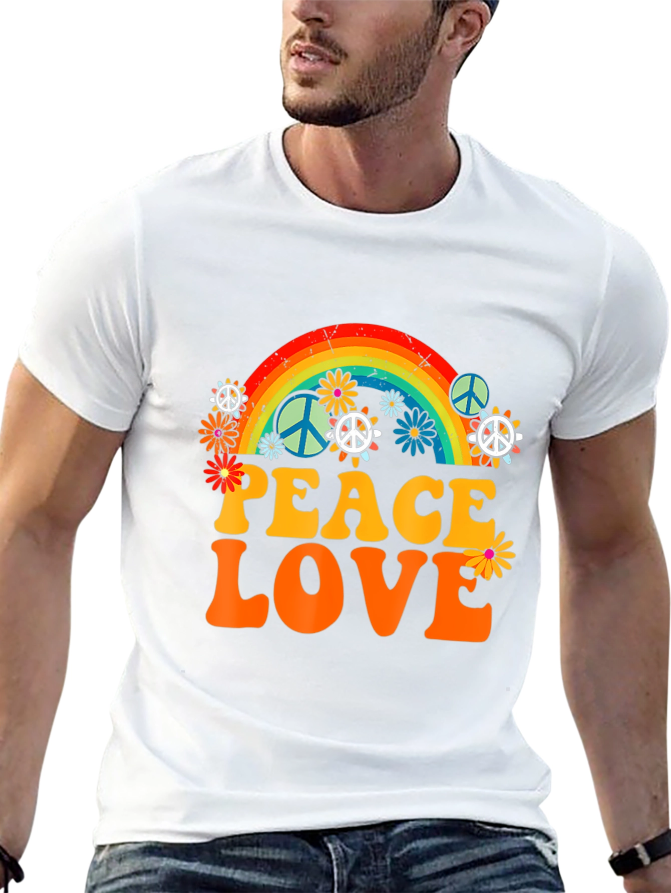 Peace Love Rainbow Graphic T-Shirt